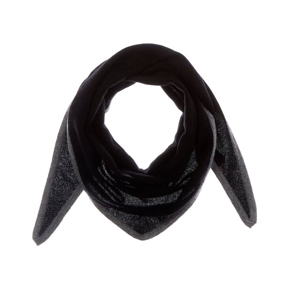Forte Cashmere Triangle Cashmere Scarf, Black